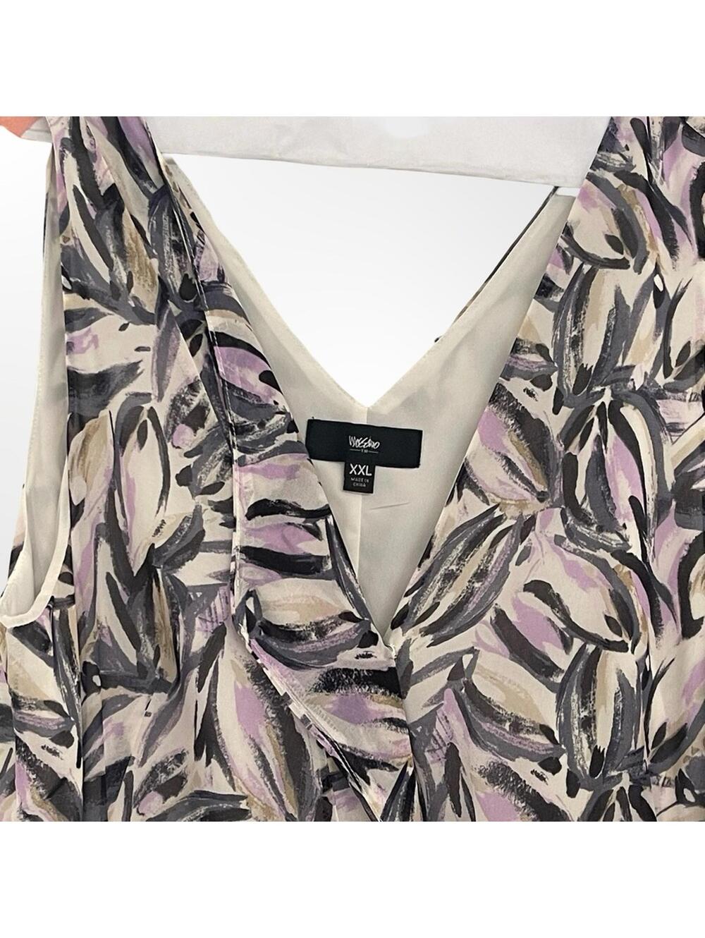 Mossimo Sleeveless Leaf Print Handkerchief Hem Dress in XXL - Picture 3 of 6